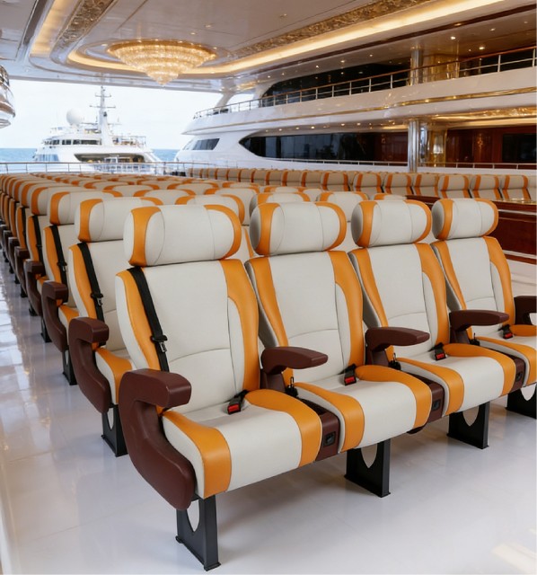 Customized Ship Seating Poseidon C Series - High Back Marine Passenger Seat with Safety Belt and Fold-up Armrest for Catamaran