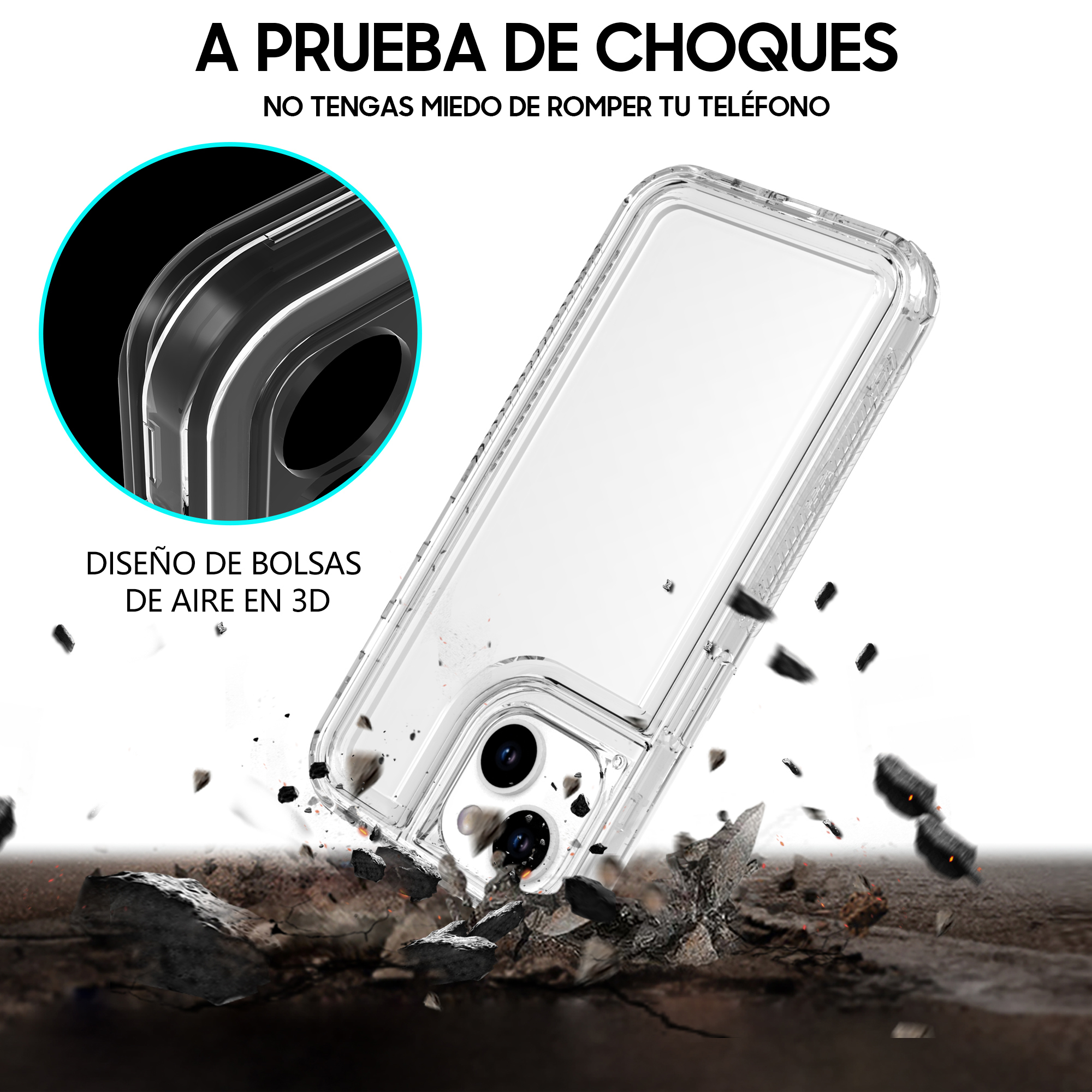 SM07 funda burbujas 3 en 1 transparente