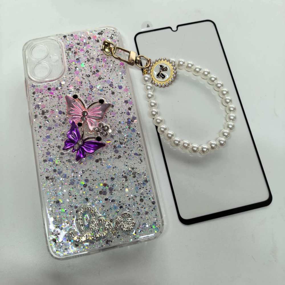 funda pusela con correa perla + mica 9d