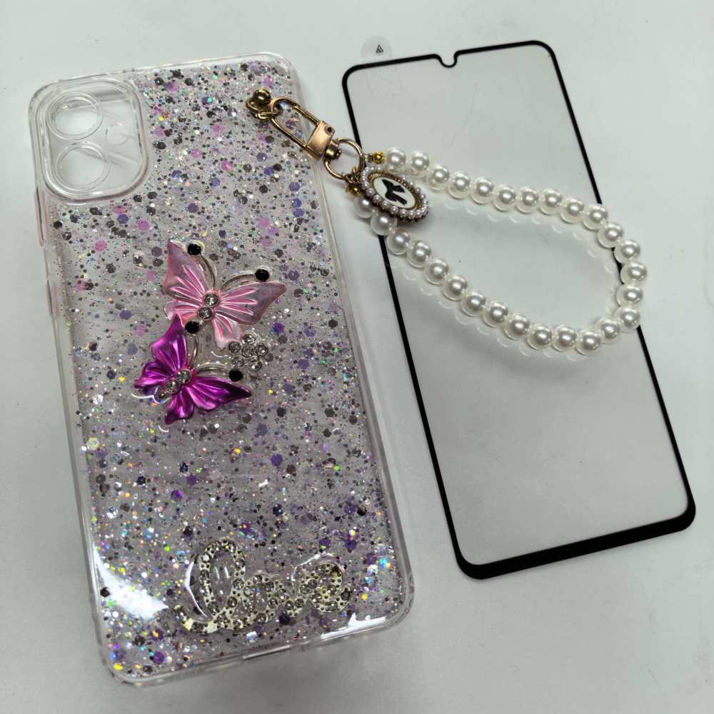 funda pusela con correa perla + mica 9d