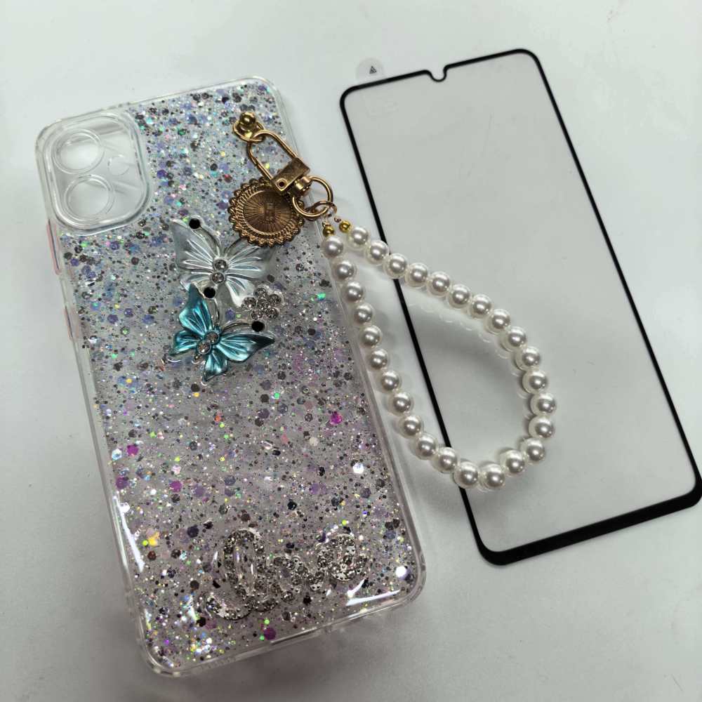 funda pusela con correa perla + mica 9d