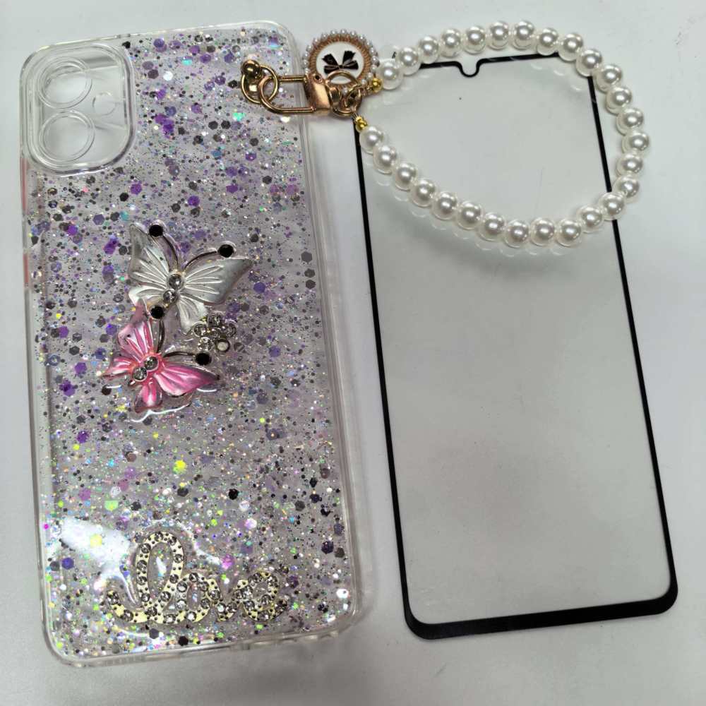 funda pusela con correa perla + mica 9d