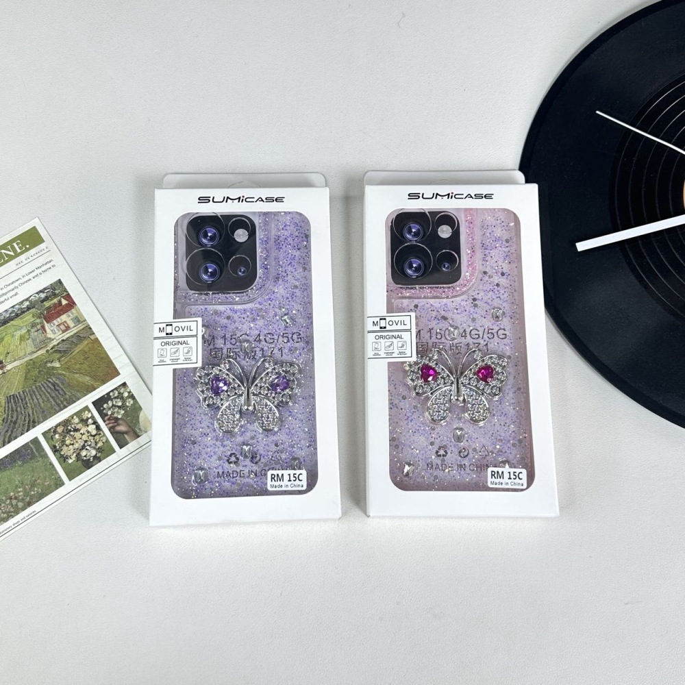 sm19 funda mariposa gliter brilo