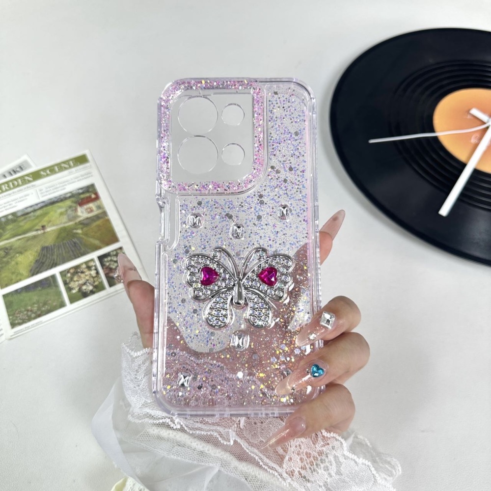 sm19 funda mariposa gliter brilo