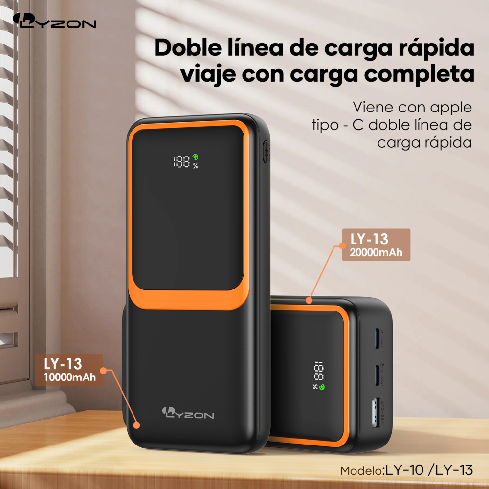 POWERBANK BATERIA 20000 MAH 22.5W CARGA SÚPER RÁPIDA BANCO DE ENERGÍA