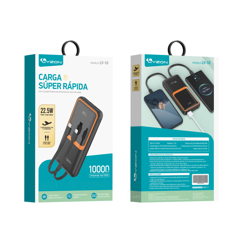 POWERBANK BATERIA 20000 MAH 22.5W CARGA SÚPER RÁPIDA BANCO DE ENERGÍA