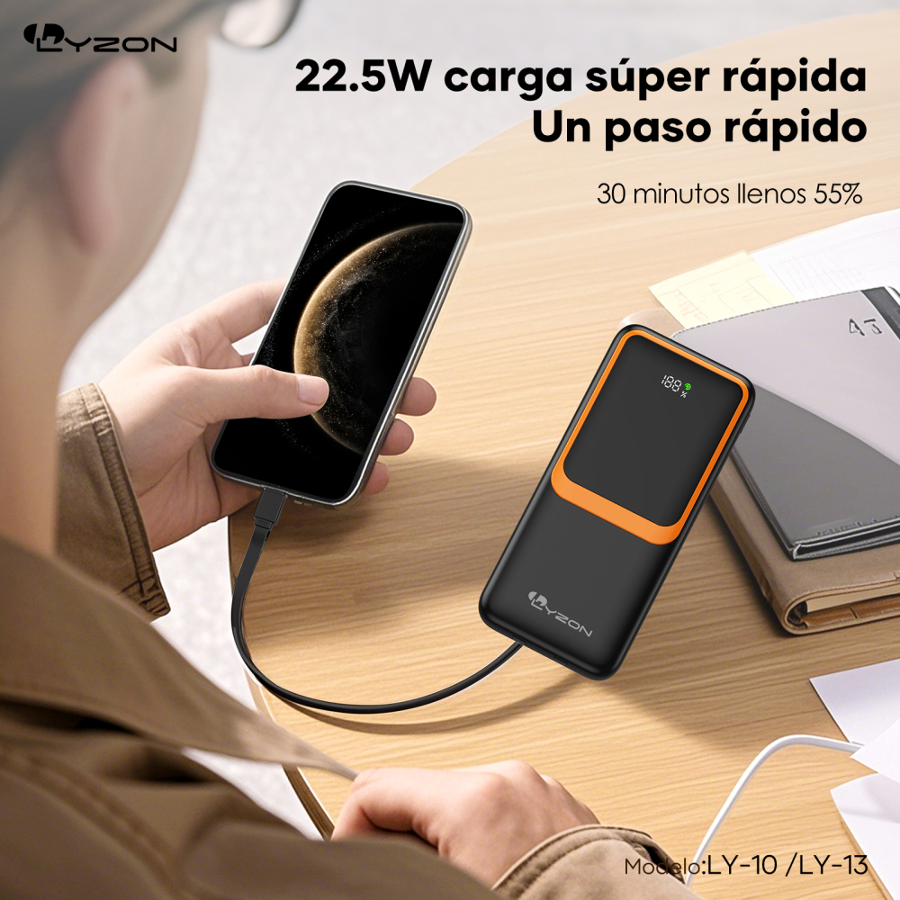 POWERBANK BATERIA 20000 MAH 22.5W CARGA SÚPER RÁPIDA BANCO DE ENERGÍA