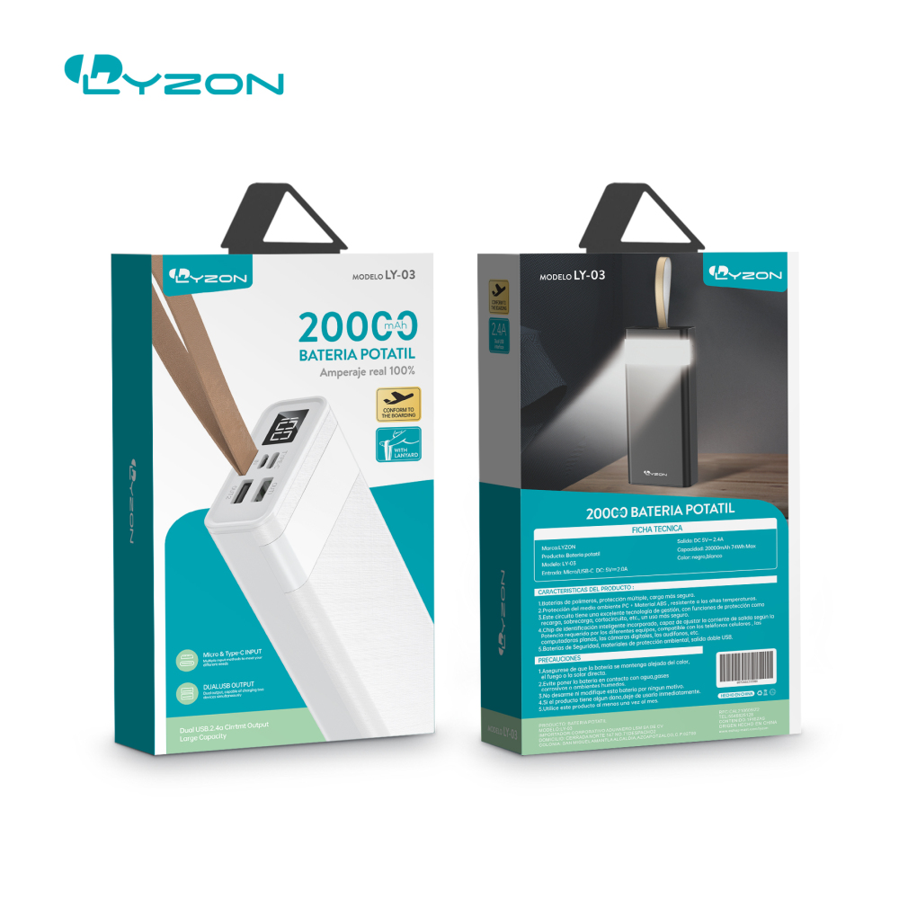power bank bateria 20000 MAH LY03