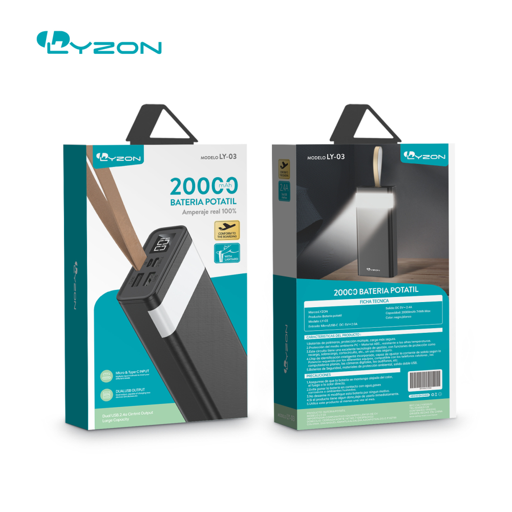 power bank bateria 20000 MAH LY03