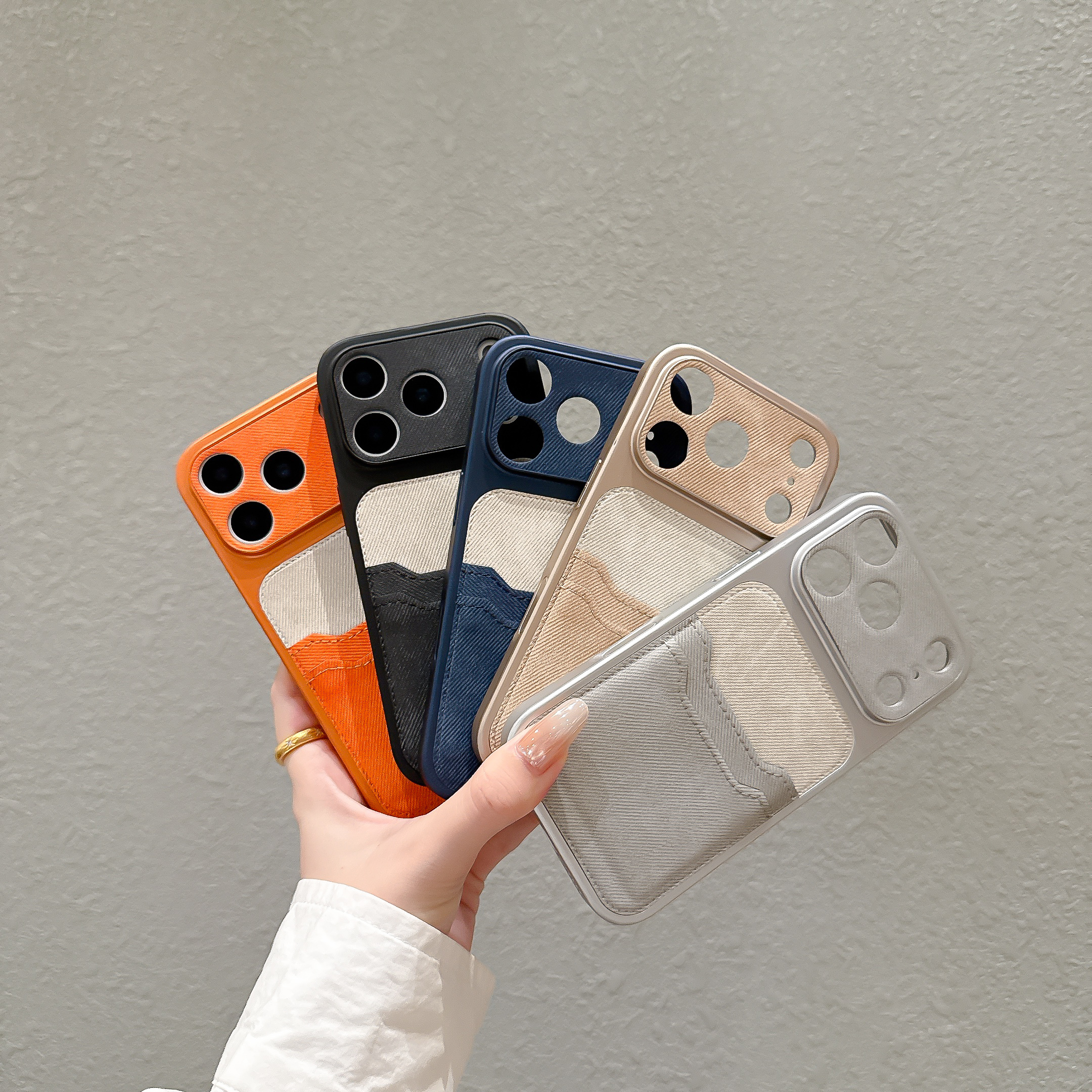 YT03 FUNDA Tarjetero de doble capa de mezclilla