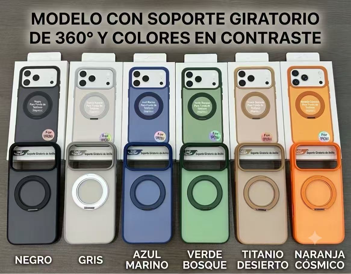 SY06-2 Funda Magnética MagSafe con Anillo Giratorio 360° Mate Antigolpes