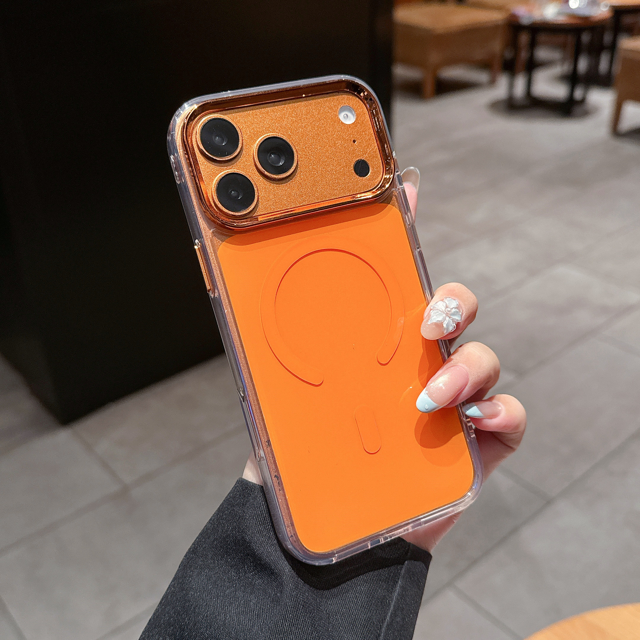 SY09 funda magsafe Montura protectora de acrílico 2.0 galvanizada con botones metálicos