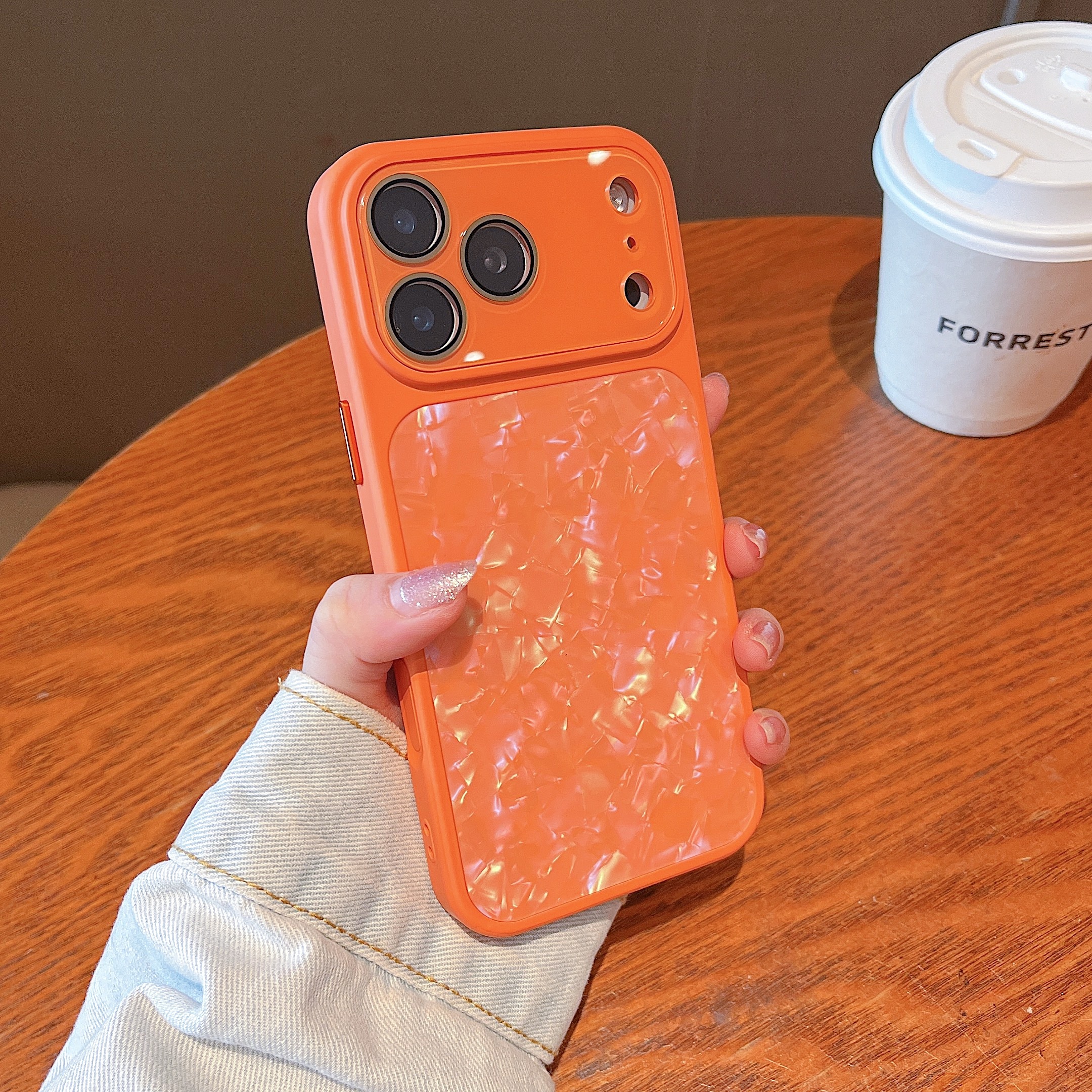 SY11 Funda Acrílica con Textura Nácar | Botones Metálicos | Marco TPU 2.0 mm | Cámara Desmontable Reforzada