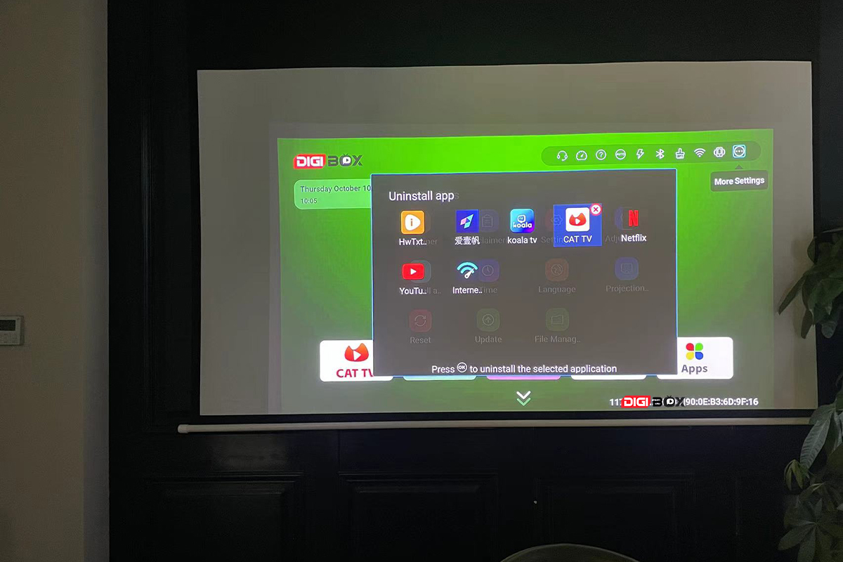 ¿Cómo eliminar una aplicación de la pantalla principal de DIGIBox?