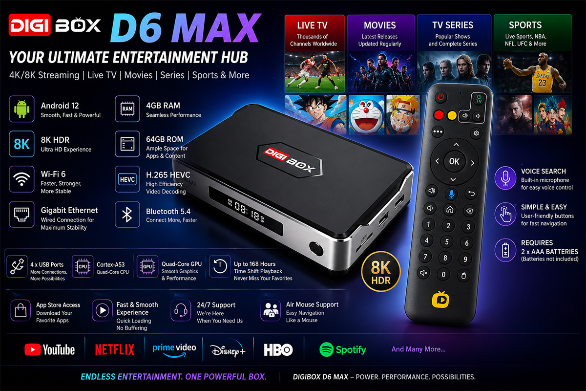DIGIBox D6 Max レビュー – 無限のエンターテイメントを提供するパワフルなAndroid TVストリーミングボックス