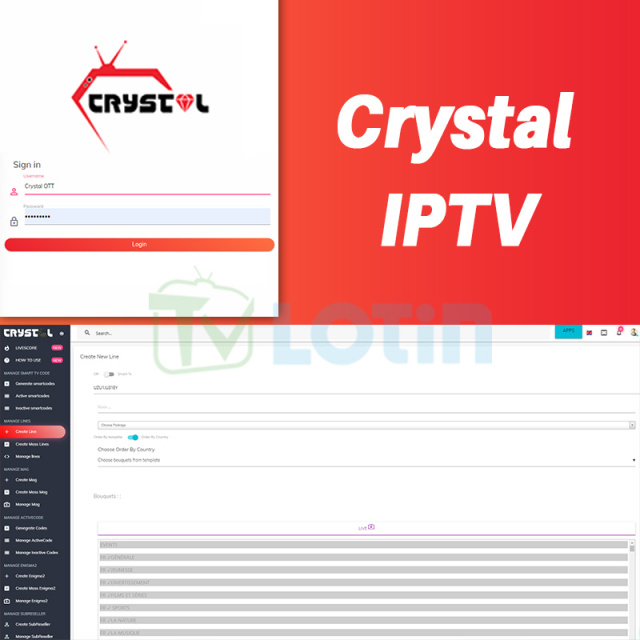 Hot Sell Crystal OTT IPTV Subscription with Reseller Panel and Free Test Crystalott.org