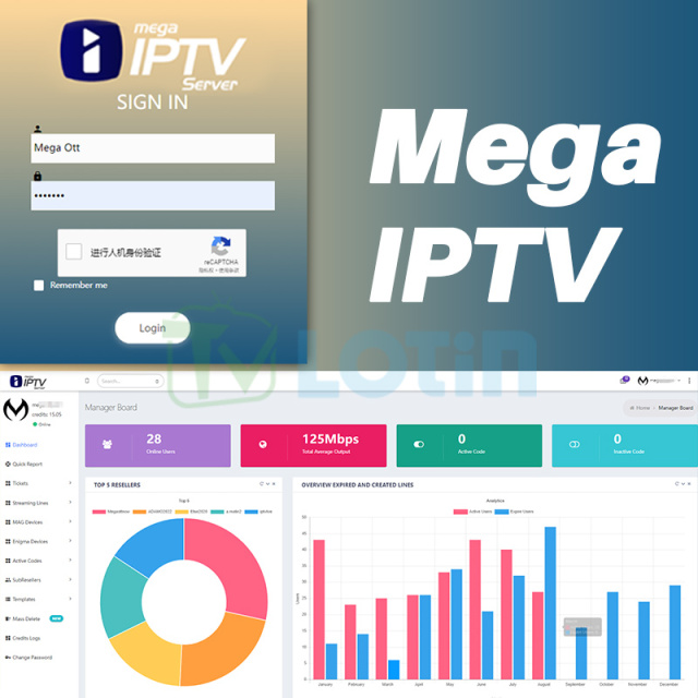 Cheap IPTV Server Mega OTT Megaott Lion OTT Live VOD Stable Wholesale Good Price