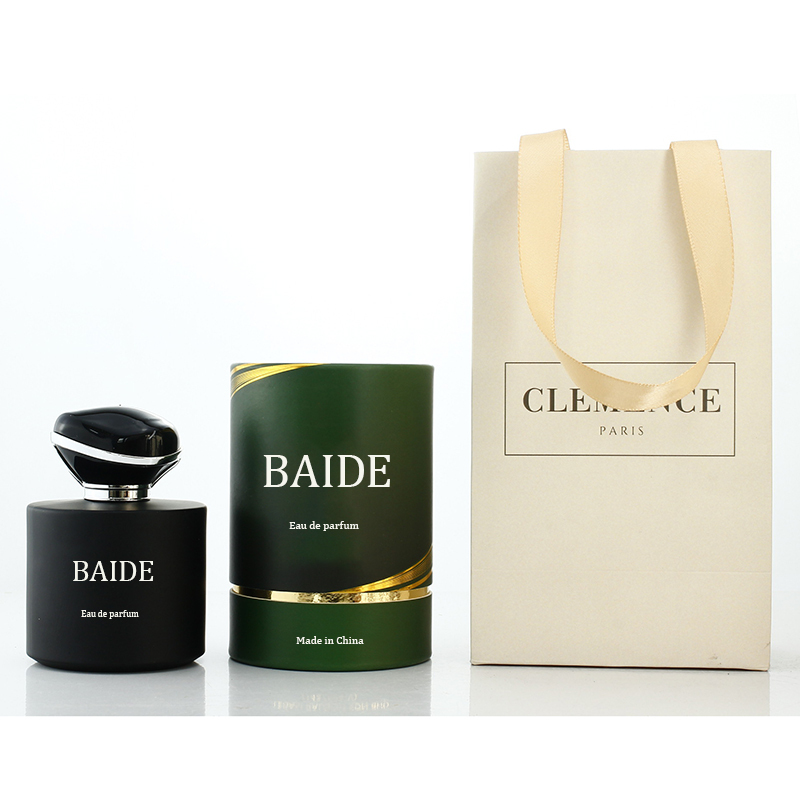 High quality custom empty parfum bottle clear cylinder shape black crimp 30ml 50ml glass perfume bottle 100ml with new cap