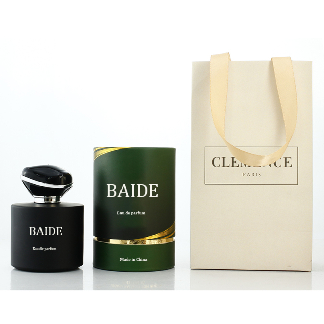 High quality custom empty parfum bottle clear cylinder shape black crimp 30ml 50ml glass perfume bottle 100ml with new cap