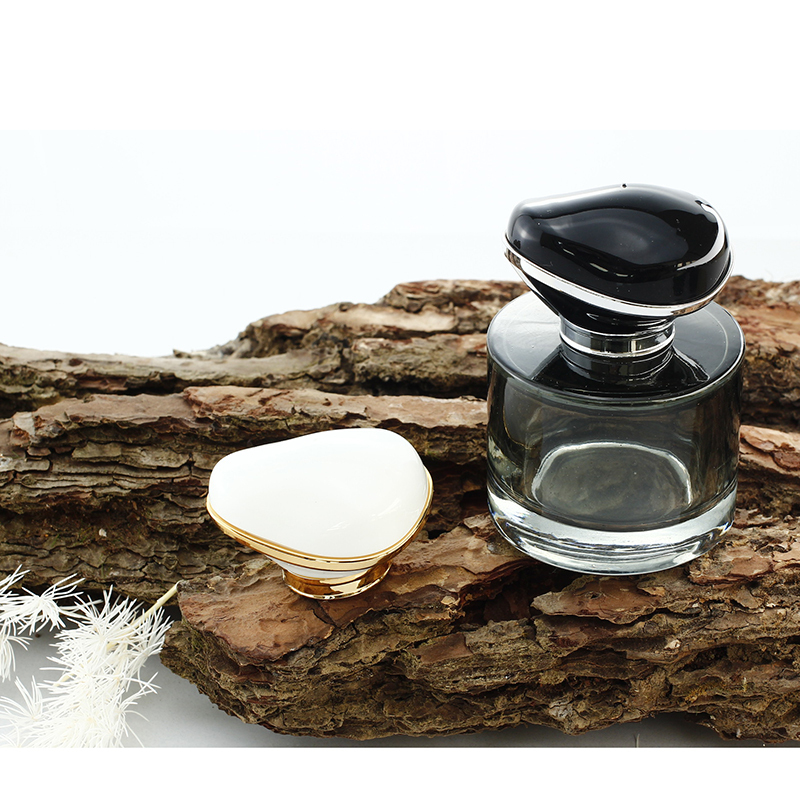 High quality custom empty parfum bottle clear cylinder shape black crimp 30ml 50ml glass perfume bottle 100ml with new cap