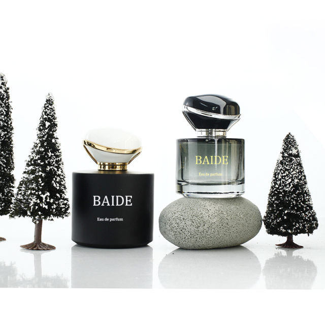 High quality custom empty parfum bottle clear cylinder shape black crimp 30ml 50ml glass perfume bottle 100ml with new cap