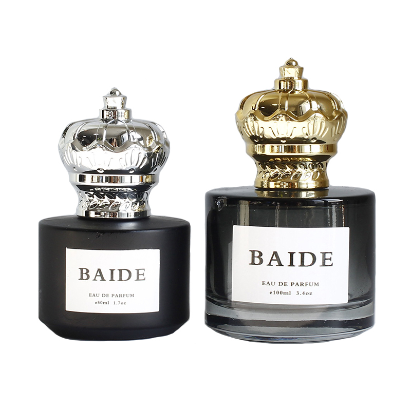 Wholesale custom arabic parfum bottle clear round empty 30ml 50ml 100ml glass perfume bottle with packaging box