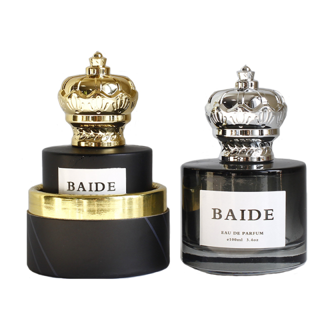 Wholesale custom arabic parfum bottle clear round empty 30ml 50ml 100ml glass perfume bottle with packaging box
