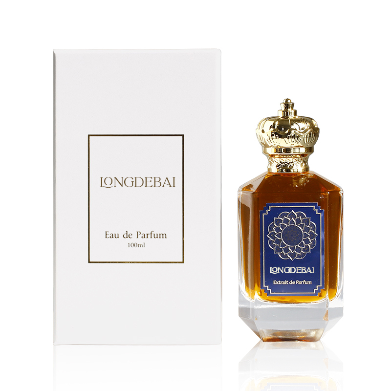 OEM luxury gold cap empty 100ml parfum bottle clear crystal shape crimp glass perfume bottle with custom label