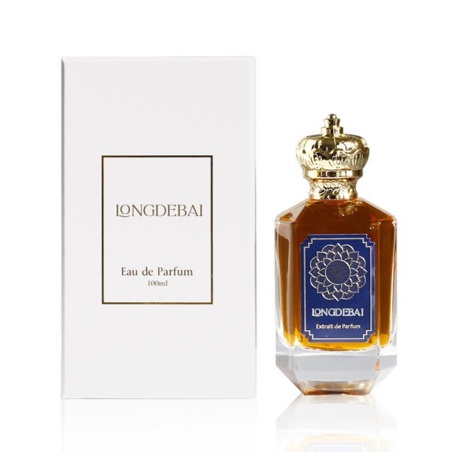 OEM luxury gold cap empty 100ml parfum bottle clear crystal shape crimp glass perfume bottle with custom label