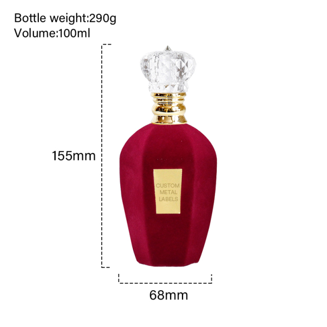 High Quality Luxury Crimp Flocking Empty Glass Bottle 50ml 100ml Perfume Bottle With Box