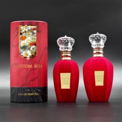 High Quality Luxury Crimp Flocking Empty Glass Bottle 50ml 100ml Perfume Bottle With Box