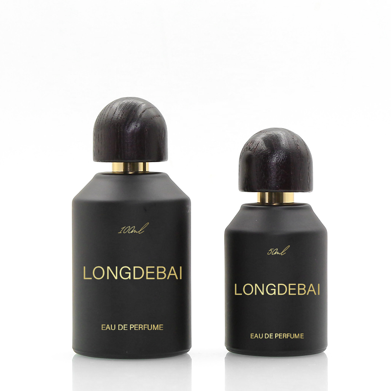 LONGDEBAI Luxury Custom Empty Round Glass Spray Bottles 30ml 50ml 100ml Crimp Perfume Bottle with Wooden Lid