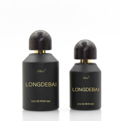 LONGDEBAI Luxury Custom Empty Round Glass Spray Bottles 30ml 50ml 100ml Crimp Perfume Bottle with Wooden Lid