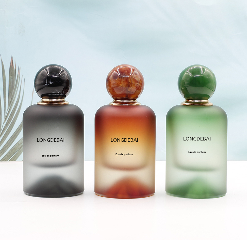 Manufacture volcanic bottom-design crimp quality thick base frosted clear 30ml 50ml glass perfume bottle 100ml with resin cap