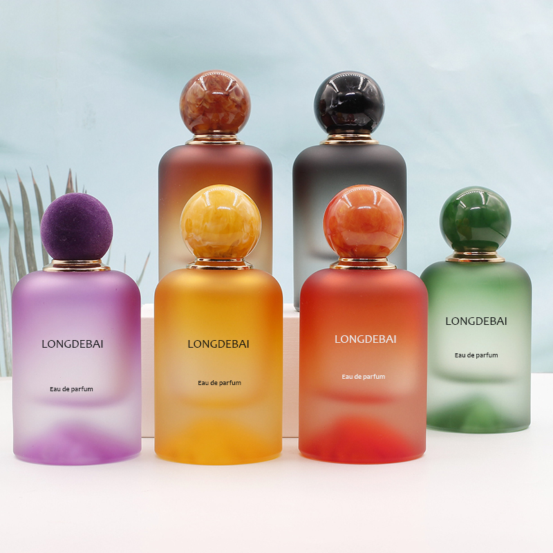 Manufacture volcanic bottom-design crimp quality thick base frosted clear 30ml 50ml glass perfume bottle 100ml with resin cap