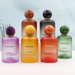 Manufacture volcanic bottom-design crimp quality thick base frosted clear 30ml 50ml glass perfume bottle 100ml with resin cap