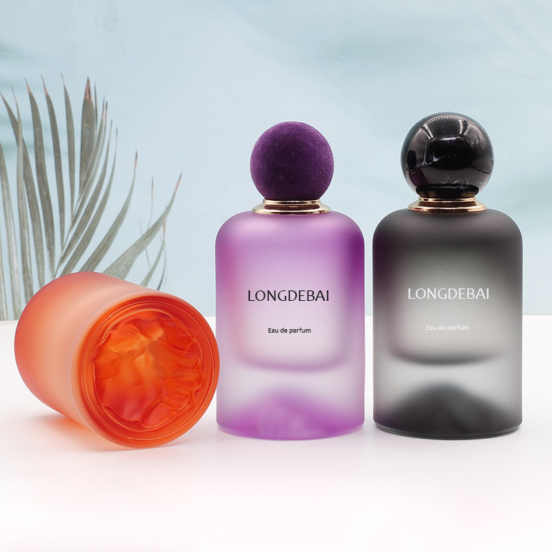 Manufacture volcanic bottom-design crimp quality thick base frosted clear 30ml 50ml glass perfume bottle 100ml with resin cap