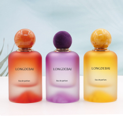 Manufacture volcanic bottom-design crimp quality thick base frosted clear 30ml 50ml glass perfume bottle 100ml with resin cap