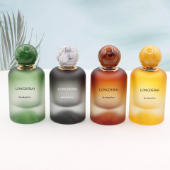 Manufacture volcanic bottom-design crimp quality thick base frosted clear 30ml 50ml glass perfume bottle 100ml with resin cap