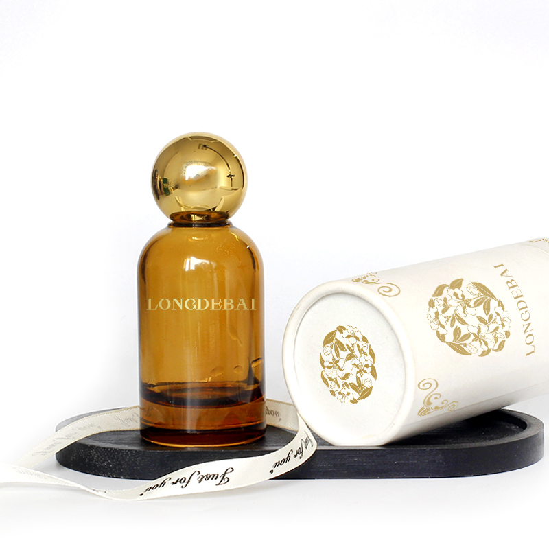 Empty Round Crimp Glass Bottle Clear Customizable Luxury Perfume Bottle 30ml 50ml 100ml with plastic lid