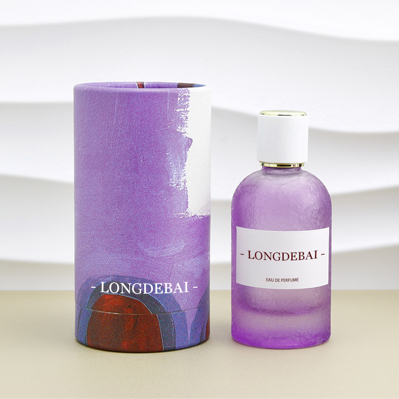 Custom round empty pump sprayer glass bottle 100ml crimp perfume bottle with gift box paper tube