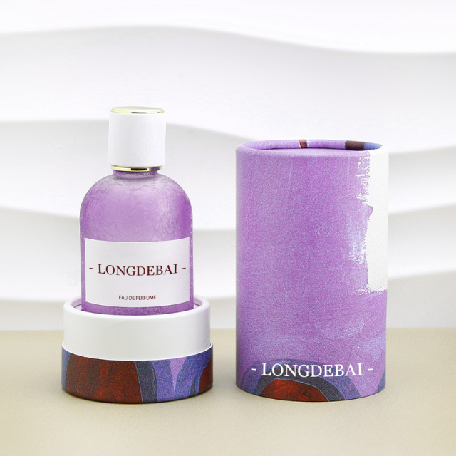 Custom round empty pump sprayer glass bottle 100ml crimp perfume bottle with gift box paper tube