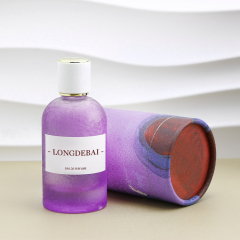 Custom round empty pump sprayer glass bottle 100ml crimp perfume bottle with gift box paper tube