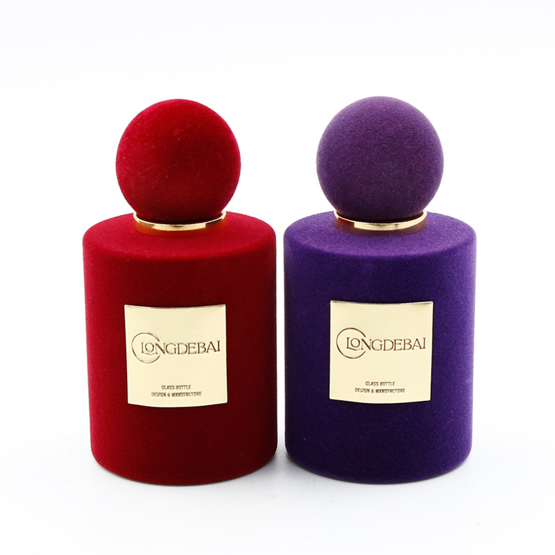 custom color round bottle perfume bottle pile coating crimp perfume bottle