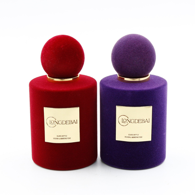 custom color round bottle perfume bottle pile coating crimp perfume bottle