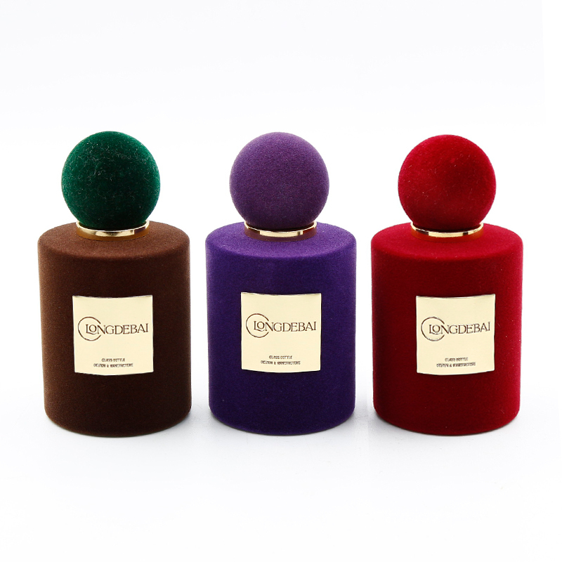 custom color round bottle perfume bottle pile coating crimp perfume bottle