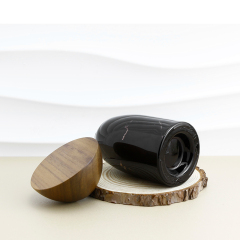 Luxury custom round perfume bottle 100ml crimp empty perfume bottle with wooden lid