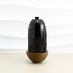 Luxury custom round perfume bottle 100ml crimp empty perfume bottle with wooden lid
