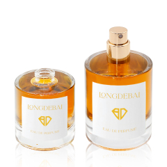 Custom Luxury Empty Parfum Bottle Pump Spray Cylinder Clear Crimp 30ml 50ml Black Perfume Bottle Glass 100ml With Box