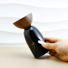 Luxury custom round perfume bottle 100ml crimp empty perfume bottle with wooden lid